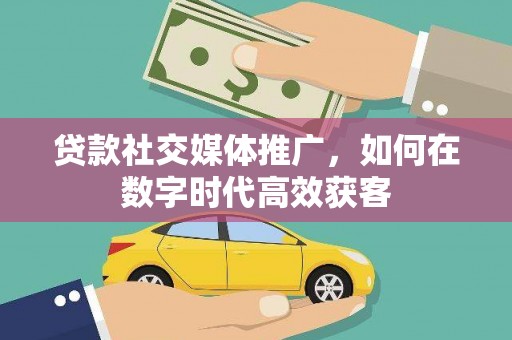陵城贷款社交媒体推广，如何在数字时代高效获客