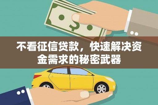 陵城不看征信贷款，快速解决资金需求的秘密武器