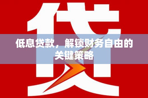 陵城低息贷款，解锁财务自由的关键策略